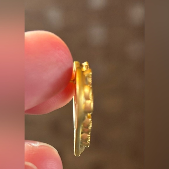 729. Upcycled Brushed Gold Tone Heart-Shaped Earrings - Picture 4 of 4